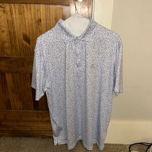 Rhoback Blue and White Polo Shirt with Subtle Pattern